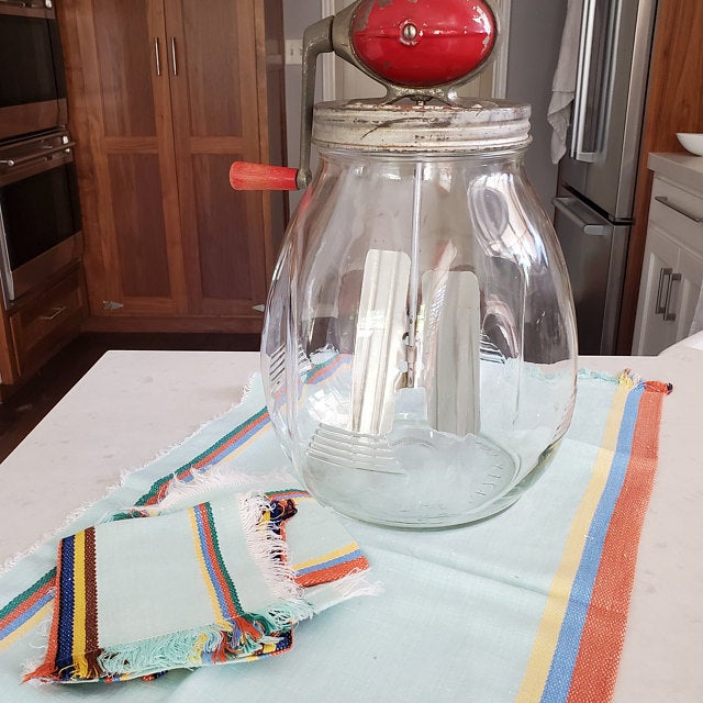 Antique Butterchurn & Table Linens