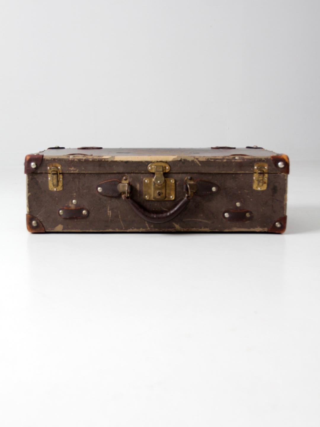 Good 1930s Leather Luggage Travel Trunk